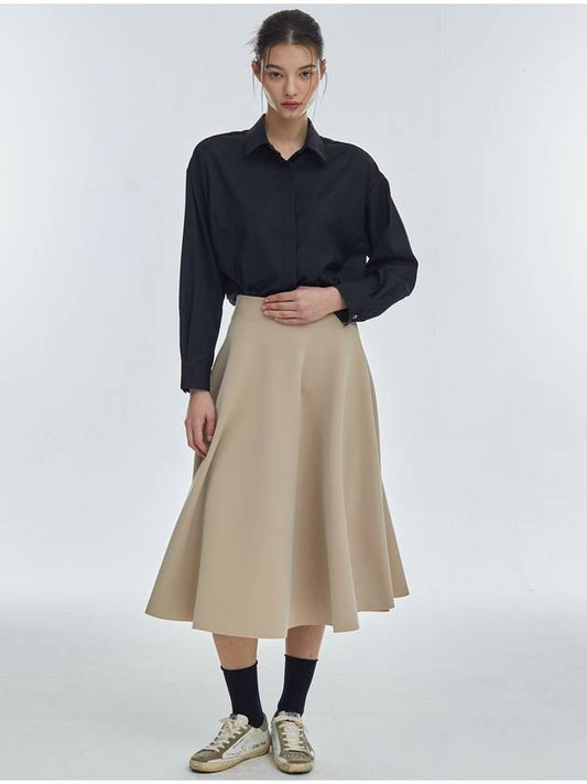 Flare Span Long Skirt Beige - MANAVIS7 - BALAAN 1