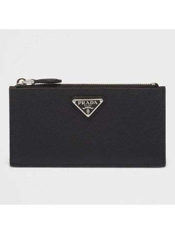 Saffiano Leather Card Wallet Black - PRADA - BALAAN 1