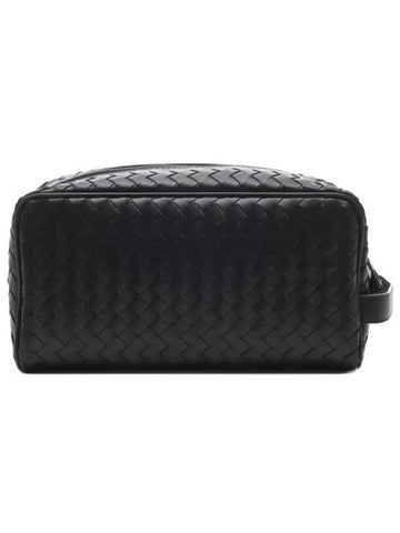 Men's Intrecciato Pouch Bag Black - BOTTEGA VENETA - BALAAN 1