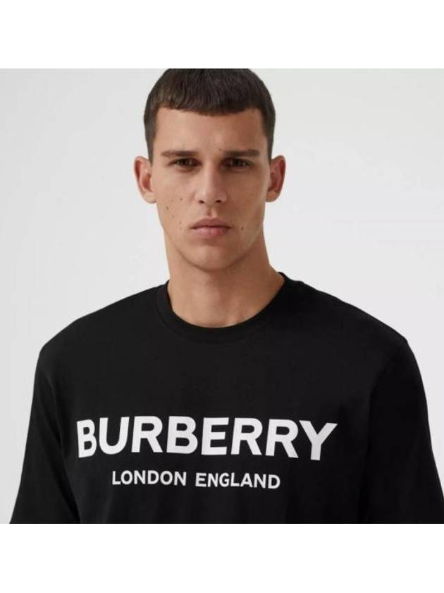 Logo Print Cotton Long Sleeve T-Shirt Black - BURBERRY - BALAAN 4