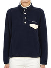 Serif Logo Buttoned Polar Cotton Sweatshirt Cream Navy - SPORTY & RICH - BALAAN 2