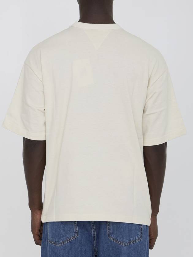 Leather Detailing Short Sleeve T-Shirt Ivory - BOTTEGA VENETA - BALAAN 5