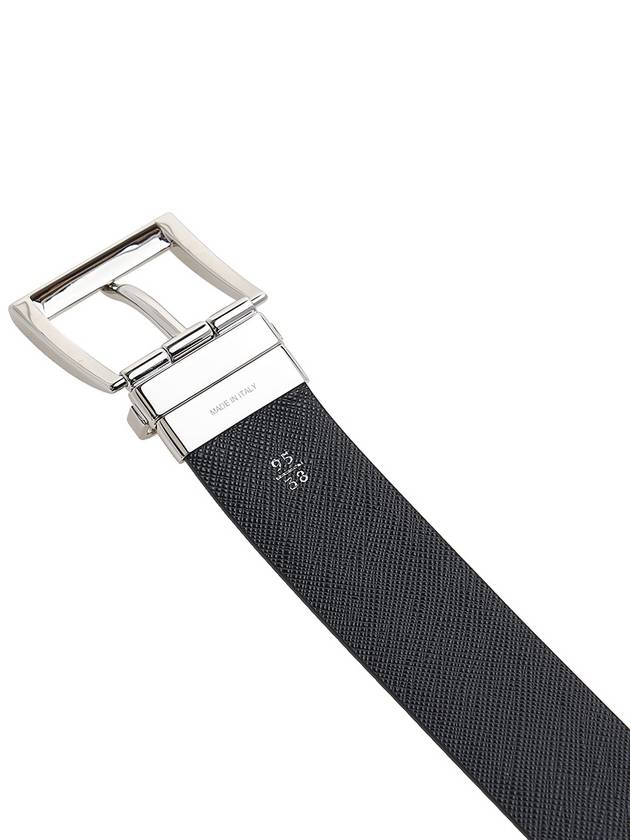 Reversible Saffiano Leather Belt Black - PRADA - BALAAN 8