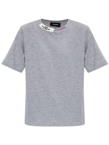 Logo detail crew neck short sleeve t shirt gray - DSQUARED2 - BALAAN 1