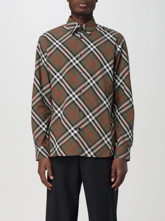 Check Cotton Long Sleeve Shirt Green - BURBERRY - BALAAN 2