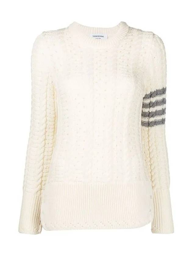 4 Bar Wool Knit Top White - THOM BROWNE - BALAAN 2