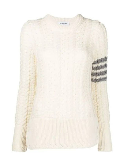 4 Bar Wool Knit Top White - THOM BROWNE - BALAAN 2