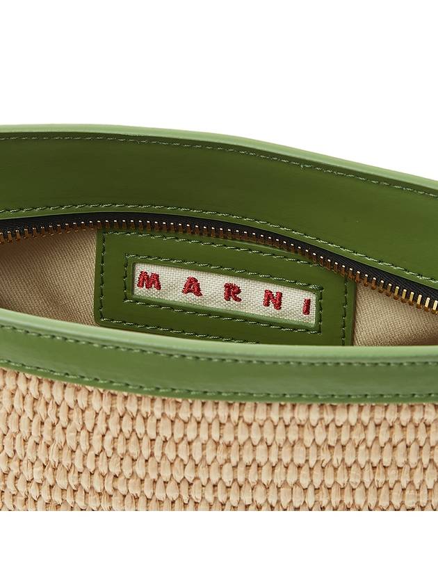 Tropicalia Raffia Leather Logo Pouch Bag Green - MARNI - BALAAN 11