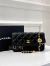 CC Logo Lambskin Cross Bag Black - CHANEL - BALAAN 4