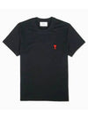 Small Heart Logo Short Sleeve T-Shirt Black - AMI - BALAAN 2