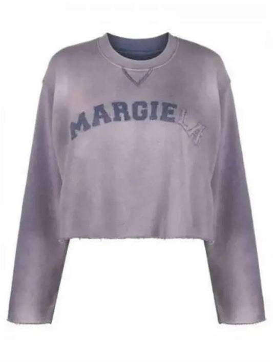 Logo Vintage Cropped Cotton Long Sleeve T-Shirt Lilac - MAISON MARGIELA - BALAAN 2