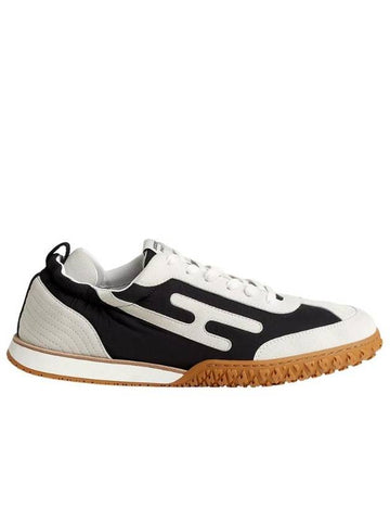 Jet Technical Canvas Suede Goatskin Low Top Sneakers Black White - HERMES - BALAAN 1