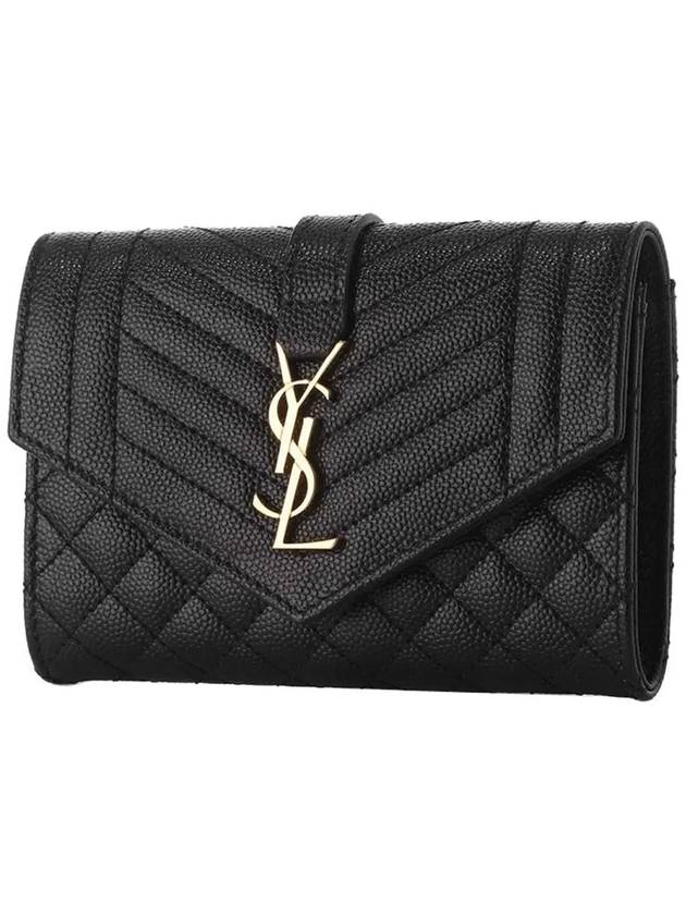 Matelasse Monogram Envelope Small Half Wallet Black - SAINT LAURENT - BALAAN 5