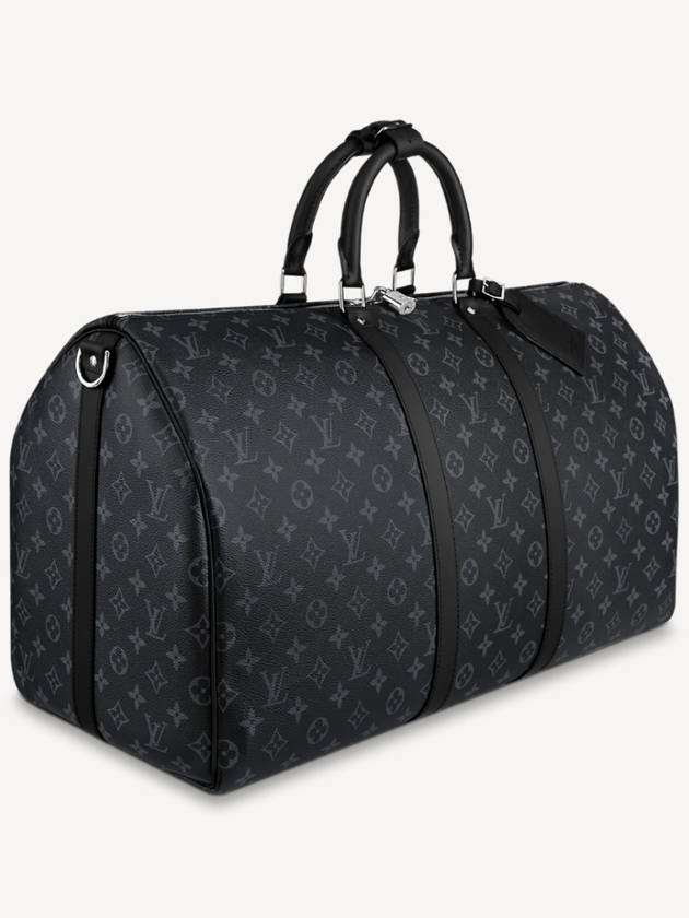 Keepall 55 Bandouliere Monogram Eclipse Duffel Bag Black - LOUIS VUITTON - BALAAN.