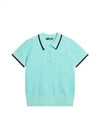 Women's Feline Knit Short Sleeve Polo Shirt Aruba Blue - J.LINDEBERG - BALAAN 2