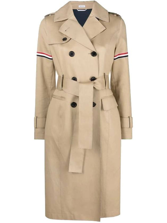 sleeve logo belt trench coat beige - THOM BROWNE - BALAAN 1