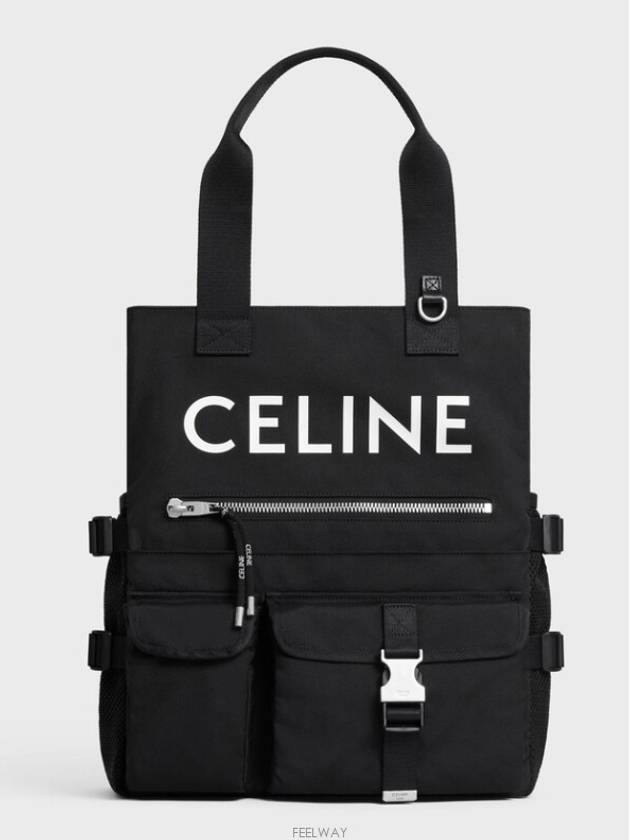 Nylon Logo Print Tote Bag Black - CELINE - BALAAN 2