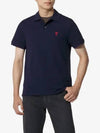 Heart Logo Polo Shirt Navy - AMI - BALAAN 2