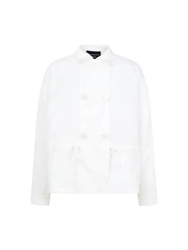 Women s Rayon Drawstring Double Jacket White 270207 - EMPORIO ARMANI - BALAAN 1