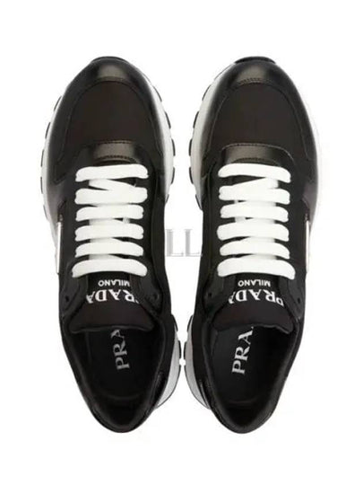 Prax 01 Re-Nylon Brushed Leather Low-Top Sneakers Black - PRADA - BALAAN 2