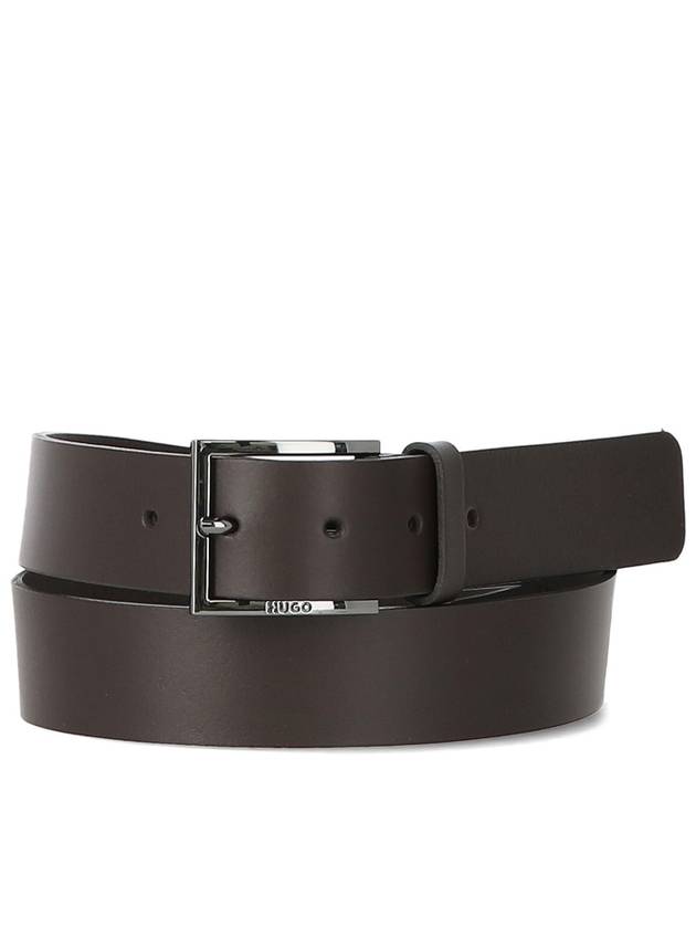 Metal Buckle Leather Belt Dark Brown - HUGO BOSS - BALAAN 3