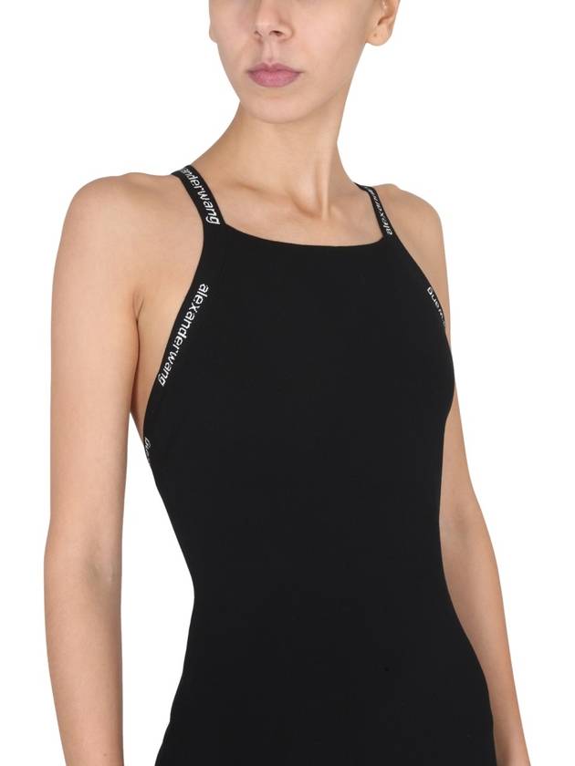 jacquard logo short dress black - ALEXANDER WANG - BALAAN 7