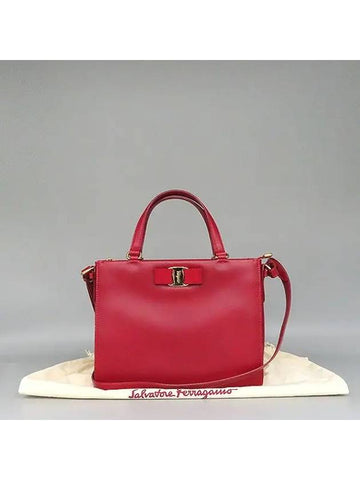 Ferragamo 21 E298 Red Gancini Gold Logo Tracy Tote Bag Shoulder Strap 2WAY - SALVATORE FERRAGAMO - BALAAN 1