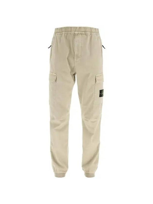 Logo Patch Cargo Track Pants Beige - STONE ISLAND - BALAAN.