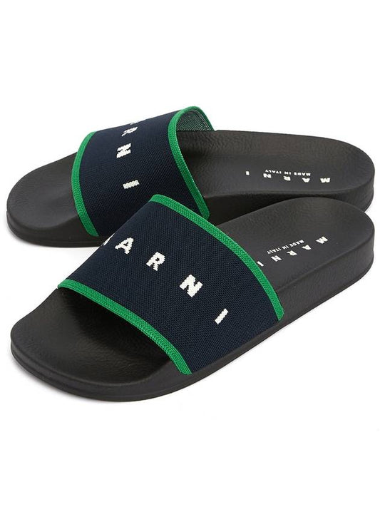 Stretch Logo Jacquard Slippers Green - MARNI - BALAAN 2