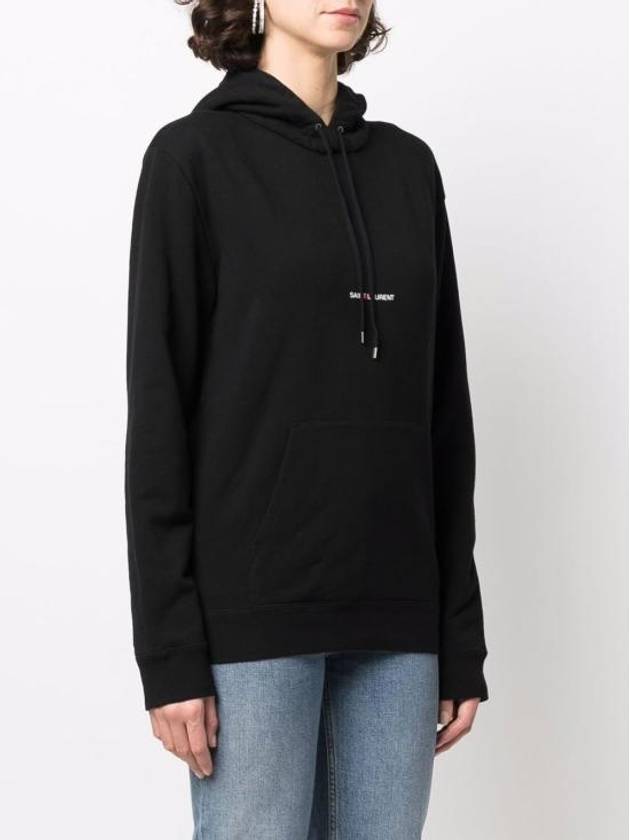 Signature Logo Hooded Top Black - SAINT LAURENT - BALAAN 7