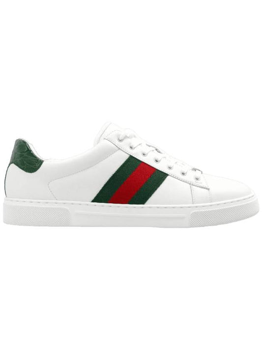 Ace Web Leather Low Top Sneakers White - GUCCI - BALAAN 1