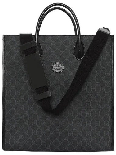 Men's Interlocking G Supreme Medium Tote Bag Black - GUCCI - BALAAN 1