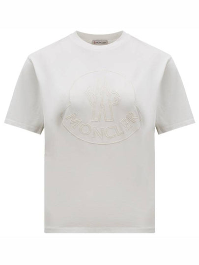 Embroidered Logo Crew Neck Short Sleeve T-Shirt Off White - MONCLER - BALAAN 2