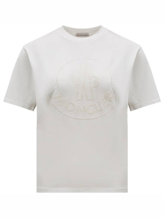 Embroidered Logo Crew Neck Short Sleeve T-Shirt Off White - MONCLER - BALAAN 2