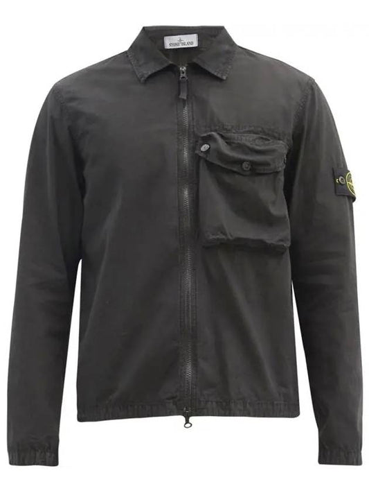 Stone Island Three Button Pocket Garment Dyed Cotton Zip Up Shirt Jacket Shirt - STONE ISLAND - BALAAN 1