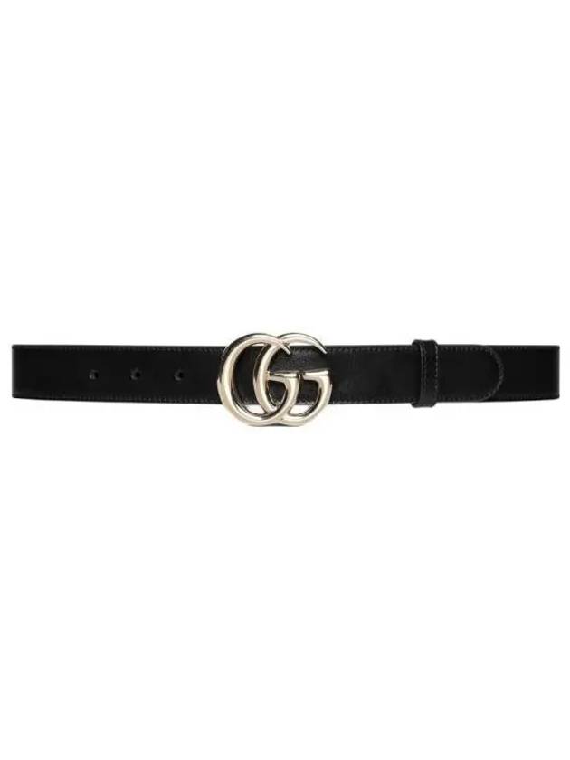 GG Marmont Thin Leather Belt Black - GUCCI - BALAAN 2