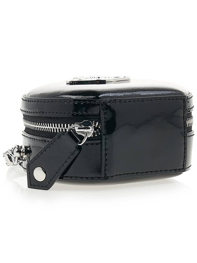 Silver Logo Shiny Mini Round Cross Bag Black - VIVIENNE WESTWOOD - BALAAN 6