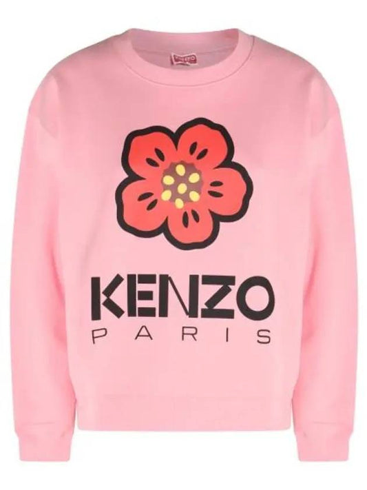 Boke Flower Logo Cotton Sweatshirt Pink - KENZO - BALAAN 1