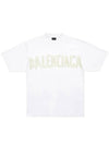 Tape Type Logo Medium Fit Short Sleeve T-Shirt White - BALENCIAGA - BALAAN 2