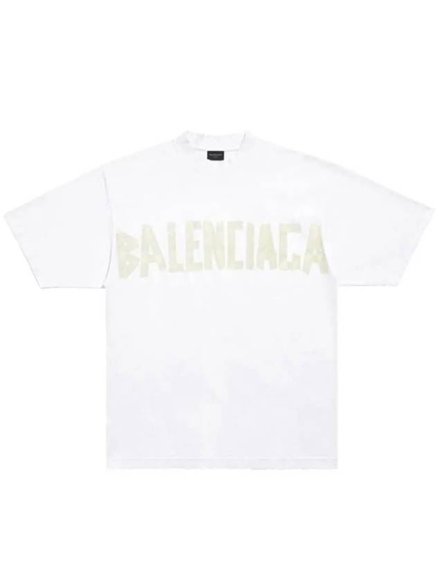 Tape Type Logo Medium Fit Short Sleeve T-Shirt White - BALENCIAGA - BALAAN 2