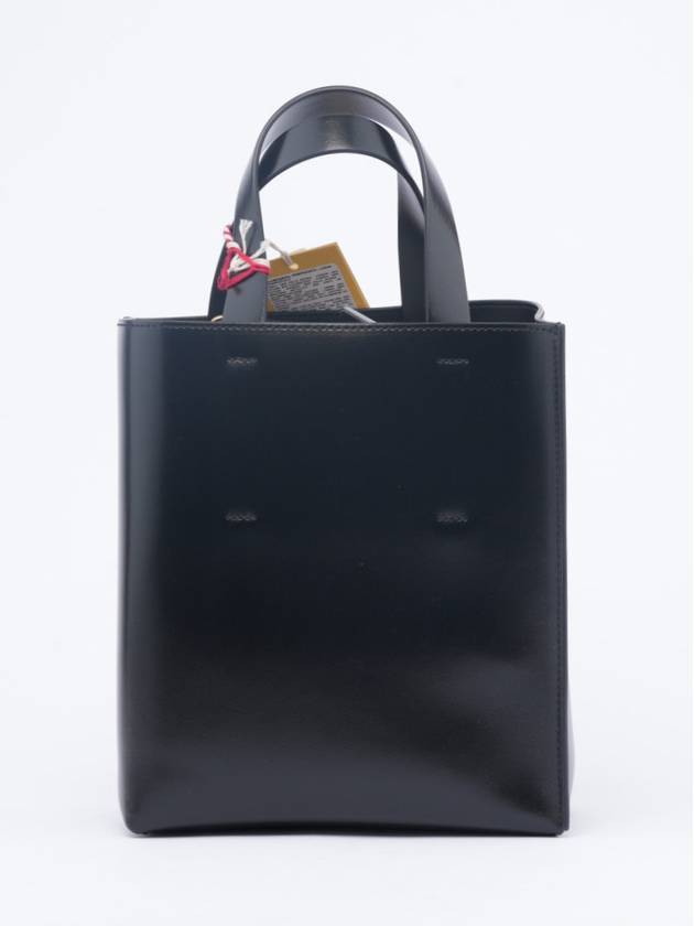 Museo Leather Logo Mini Tote Bag Black - MARNI - BALAAN 3