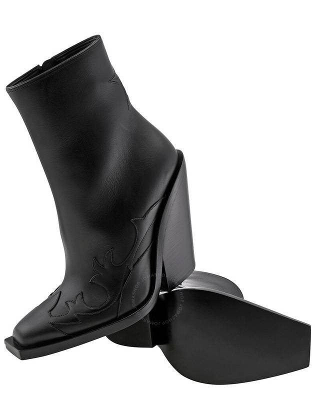 Burberry Ladies Black Star Detail Leather Block-heel Ankle Boots, Brand Size 37 ( US Size 7 ) - BURBERRY - BALAAN 2