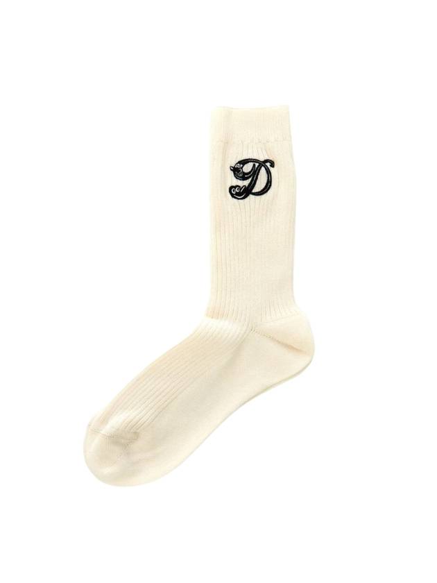 Logo Embroidery Socks Ivory - DIOR - BALAAN 1