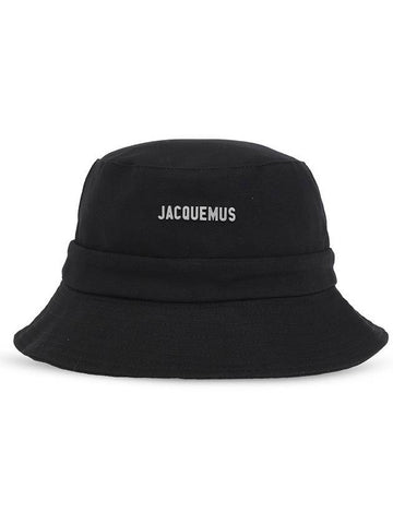 Le Bob Gadjo Bow Metal Logo Drawstring Bucket Hat Black - JACQUEMUS - BALAAN 1