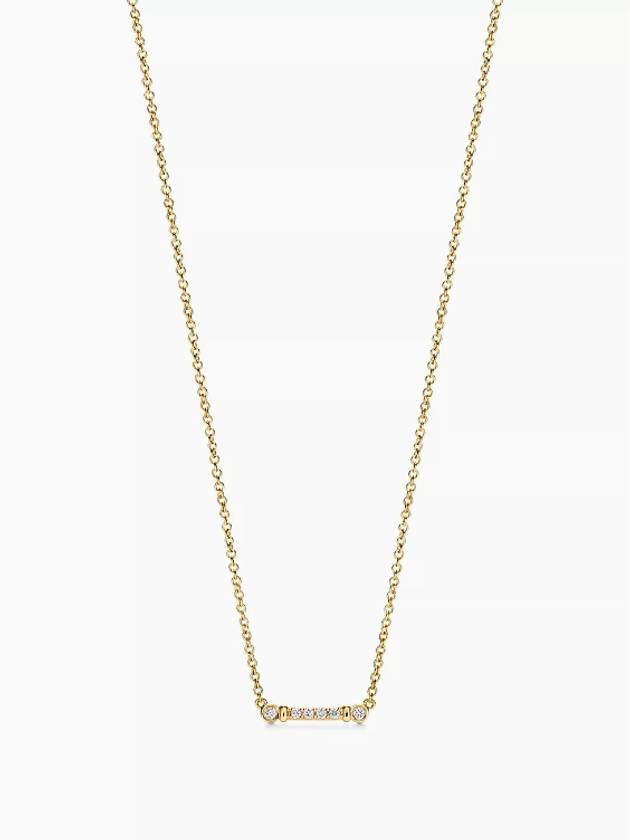 Tiffany Fleur de Lis Stem Pendant Yellow Gold Diamond Necklace Women - TIFFANY & CO. - BALAAN 1