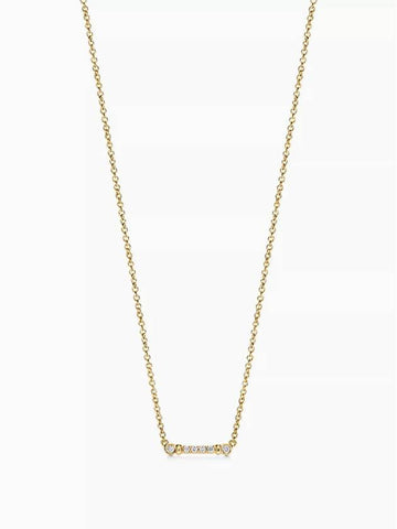 Tiffany Fleur de Lis Stem Pendant Yellow Gold Diamond Necklace Women - TIFFANY & CO. - BALAAN 1