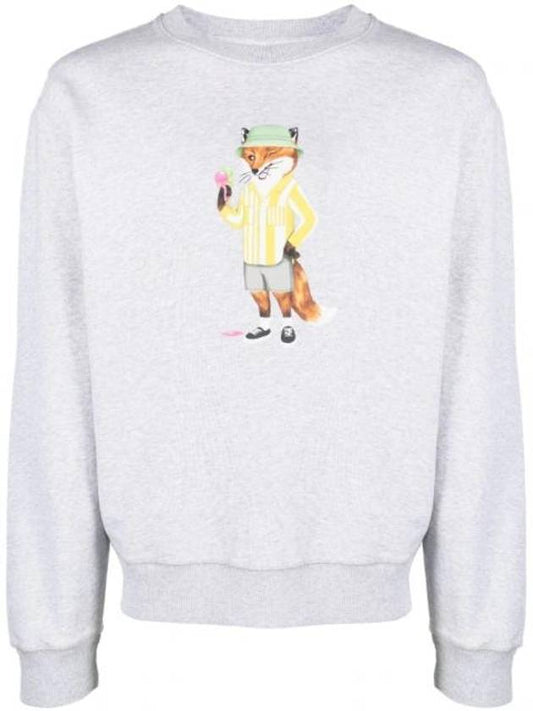 Dressed Fox Print Sweatshirt Light Grey Melange - MAISON KITSUNE - BALAAN 1