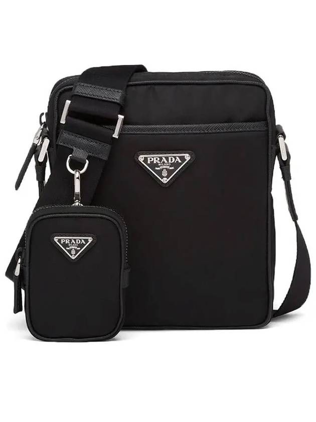 Triangle Logo Re-Nylon Saffiano Leather Cross Bag Black - PRADA - BALAAN 2