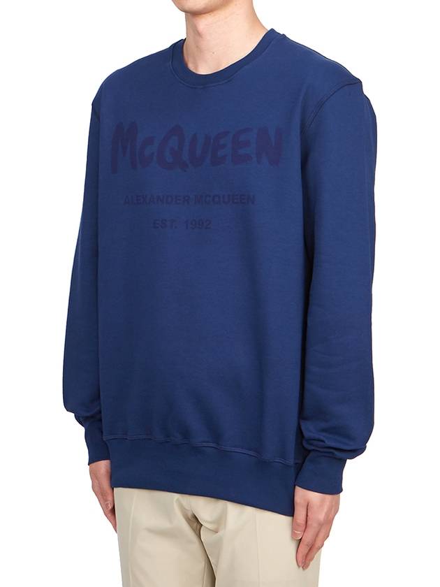 Graffiti Logo Sweatshirt Blue - ALEXANDER MCQUEEN - BALAAN 3