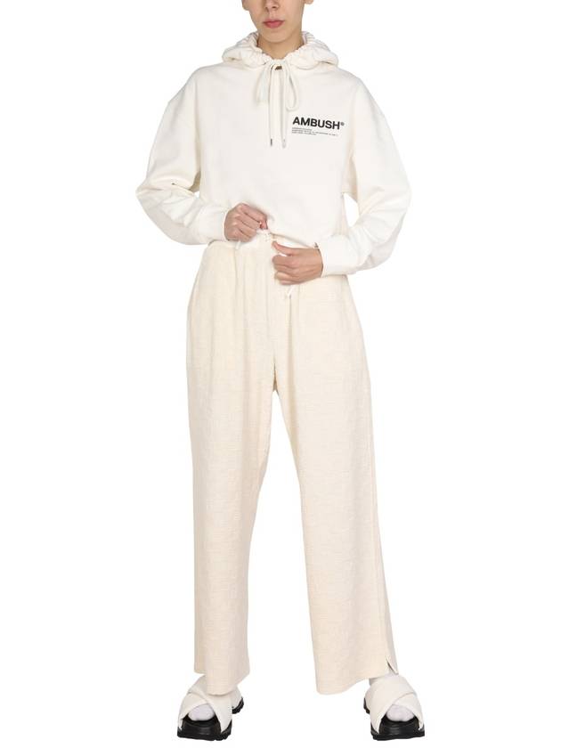 Women's Monogram Sweat Wide Pants White Asparagus - AMBUSH - BALAAN 3